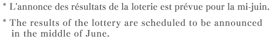 * L'annonce des résultats de la loterie est prévue pour la mi-juin. * The results of the lottery are scheduled to be announced in the middle of June.